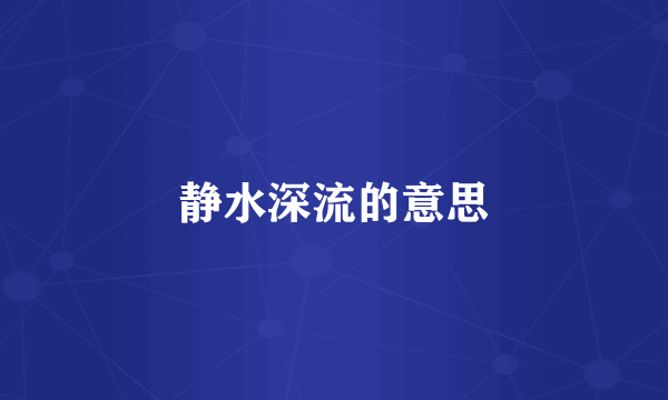 静水深流的意思