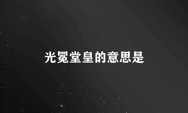 光冕堂皇的意思是