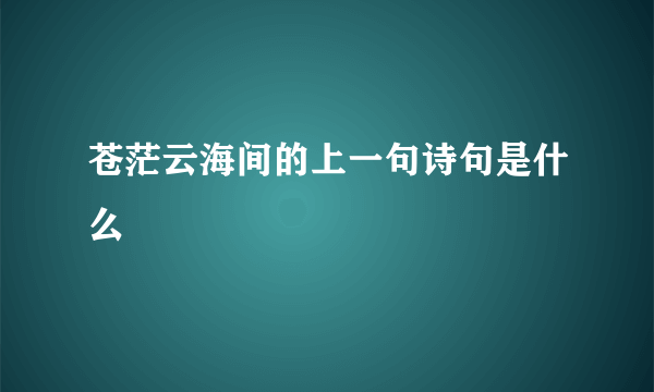 苍茫云海间的上一句诗句是什么