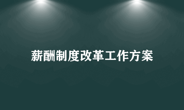 薪酬制度改革工作方案