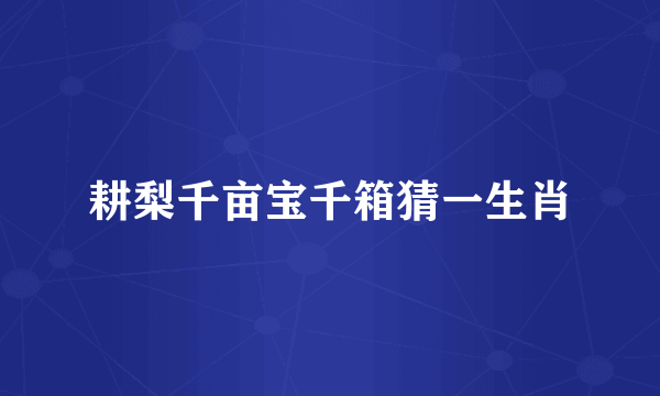 耕梨千亩宝千箱猜一生肖