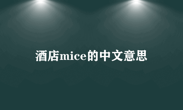 酒店mice的中文意思