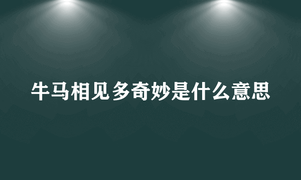 牛马相见多奇妙是什么意思
