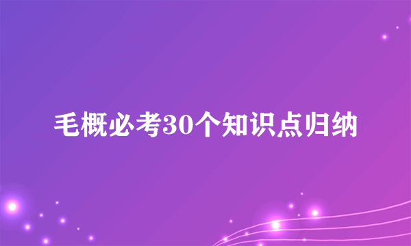 毛概必考30个知识点归纳