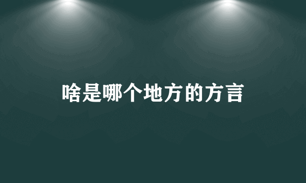 啥是哪个地方的方言