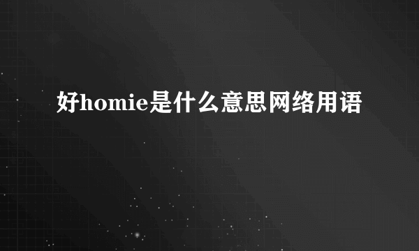 好homie是什么意思网络用语