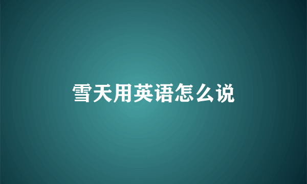 雪天用英语怎么说