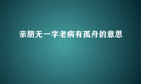 亲朋无一字老病有孤舟的意思