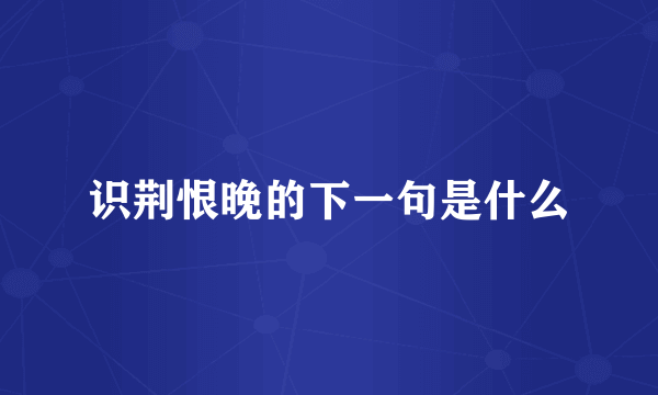 识荆恨晚的下一句是什么