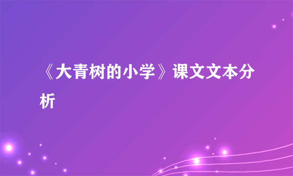 《大青树的小学》课文文本分析