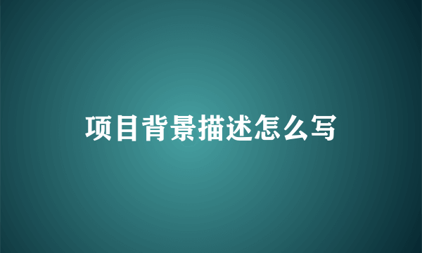 项目背景描述怎么写