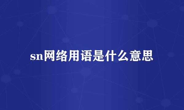sn网络用语是什么意思