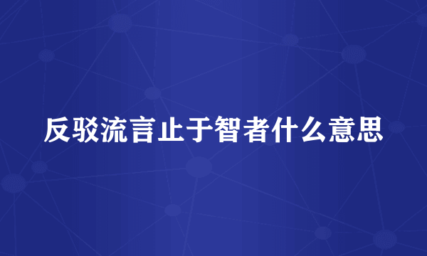 反驳流言止于智者什么意思