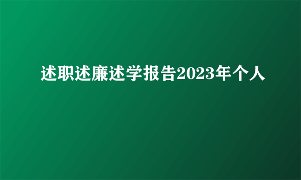 述职述廉述学报告2023年个人