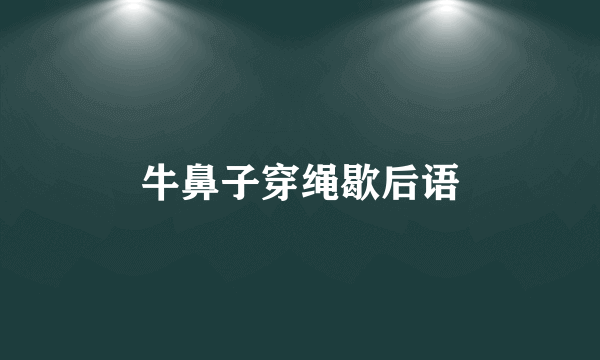 牛鼻子穿绳歇后语