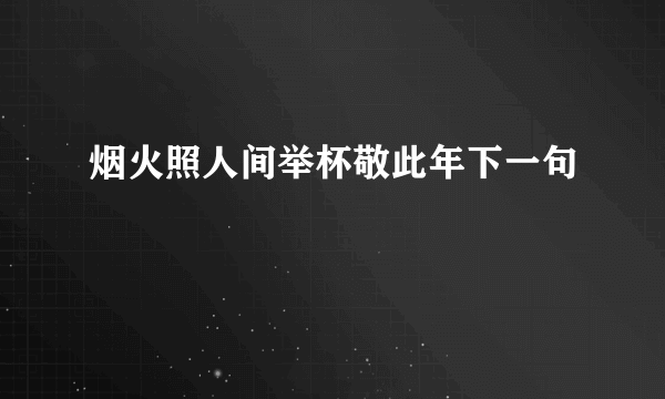 烟火照人间举杯敬此年下一句