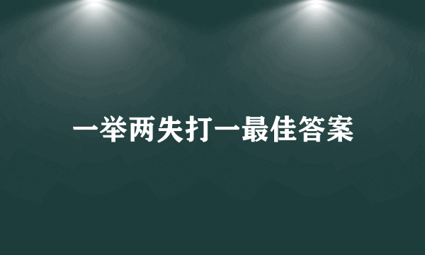 一举两失打一最佳答案