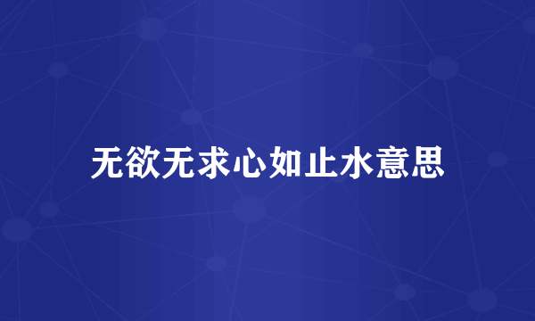 无欲无求心如止水意思