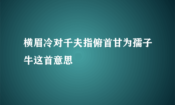 横眉冷对千夫指俯首甘为孺子牛这首意思