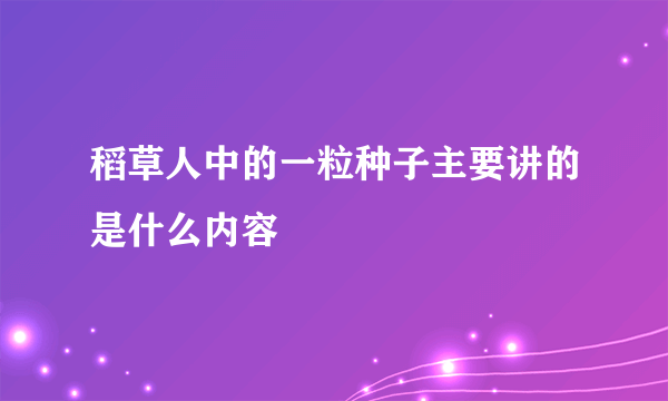 稻草人中的一粒种子主要讲的是什么内容