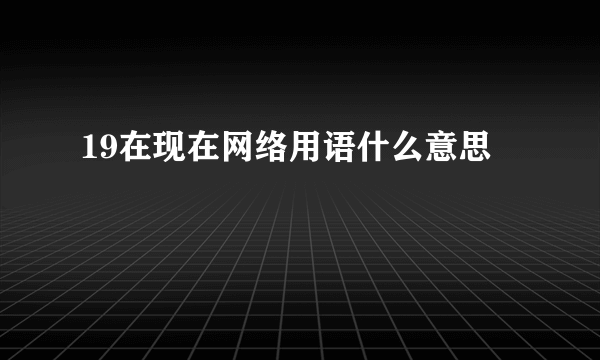 19在现在网络用语什么意思