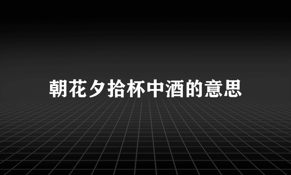 朝花夕拾杯中酒的意思