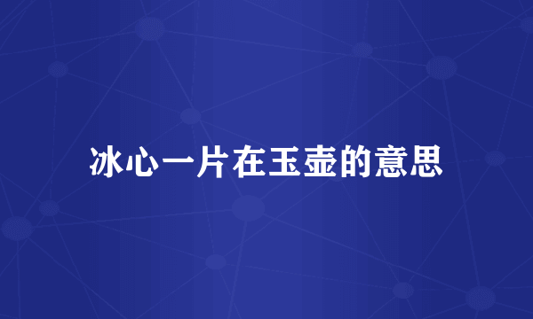 冰心一片在玉壶的意思