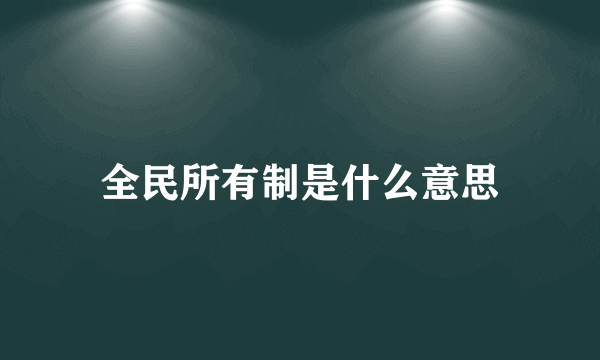 全民所有制是什么意思