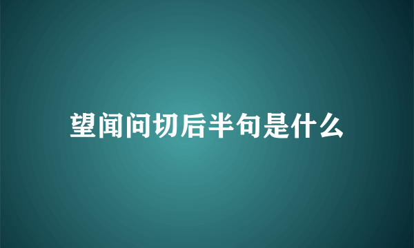 望闻问切后半句是什么