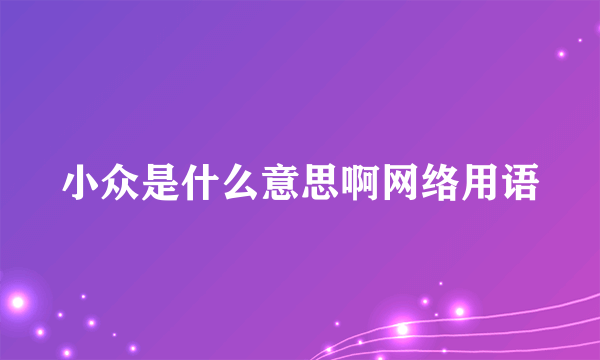 小众是什么意思啊网络用语