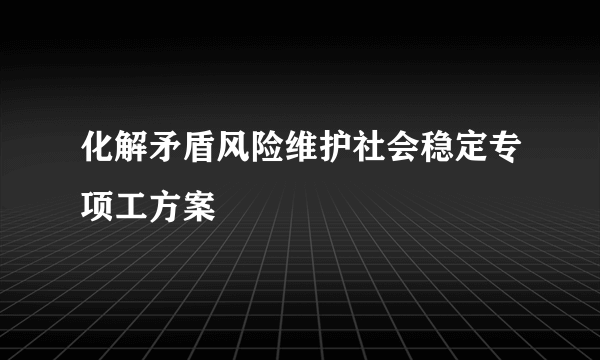 化解矛盾风险维护社会稳定专项工方案