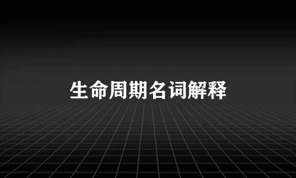 生命周期名词解释