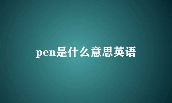 pen是什么意思英语