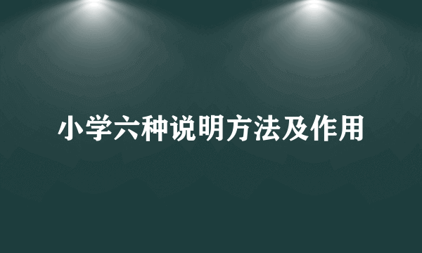 小学六种说明方法及作用