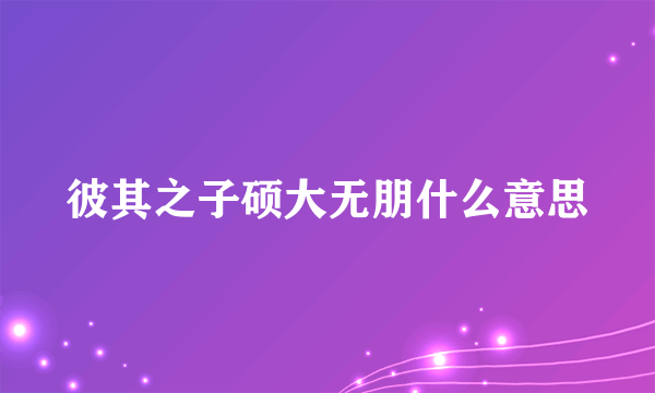 彼其之子硕大无朋什么意思