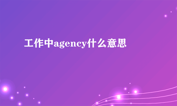 工作中agency什么意思