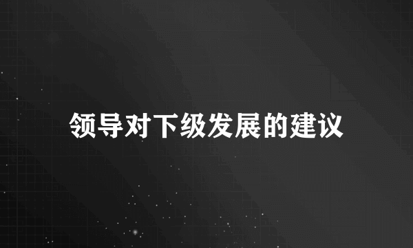领导对下级发展的建议