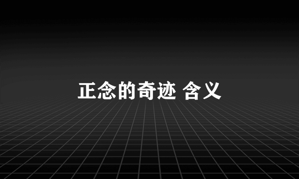 正念的奇迹 含义