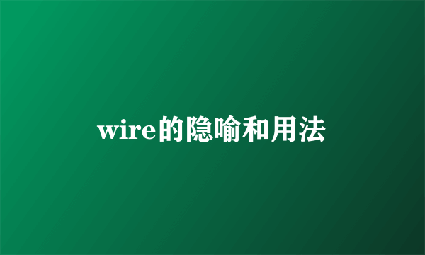 wire的隐喻和用法
