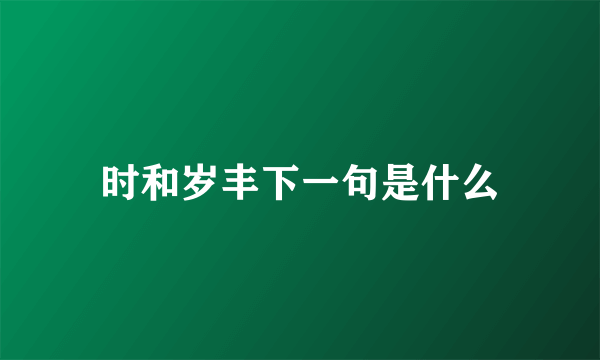 时和岁丰下一句是什么