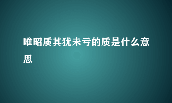 唯昭质其犹未亏的质是什么意思