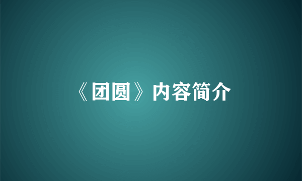 《团圆》内容简介