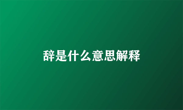 辞是什么意思解释