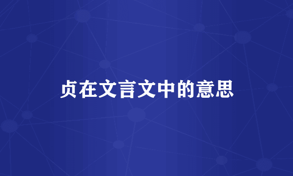 贞在文言文中的意思