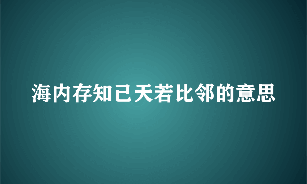 海内存知己天若比邻的意思