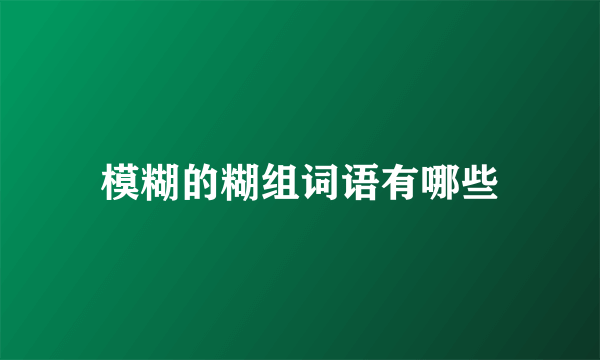 模糊的糊组词语有哪些