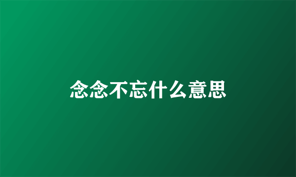 念念不忘什么意思