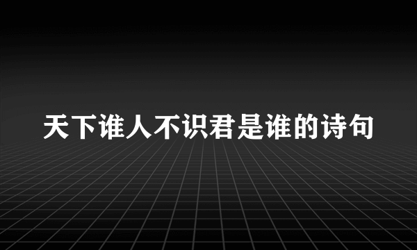 天下谁人不识君是谁的诗句