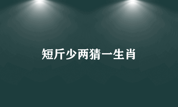 短斤少两猜一生肖