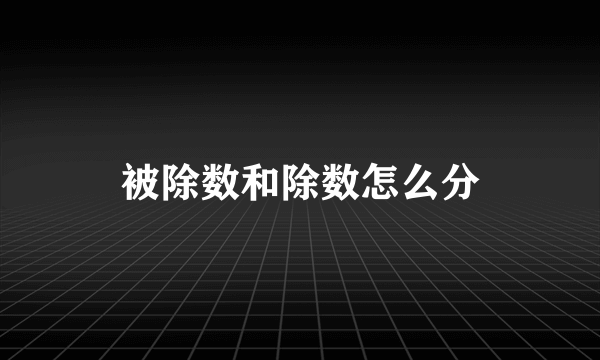 被除数和除数怎么分